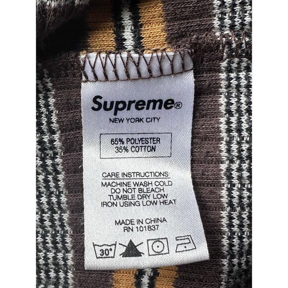 Supreme Long Sleeve Brown Tan Striped Shirt Men’s Size Large - Picture 5 of 7